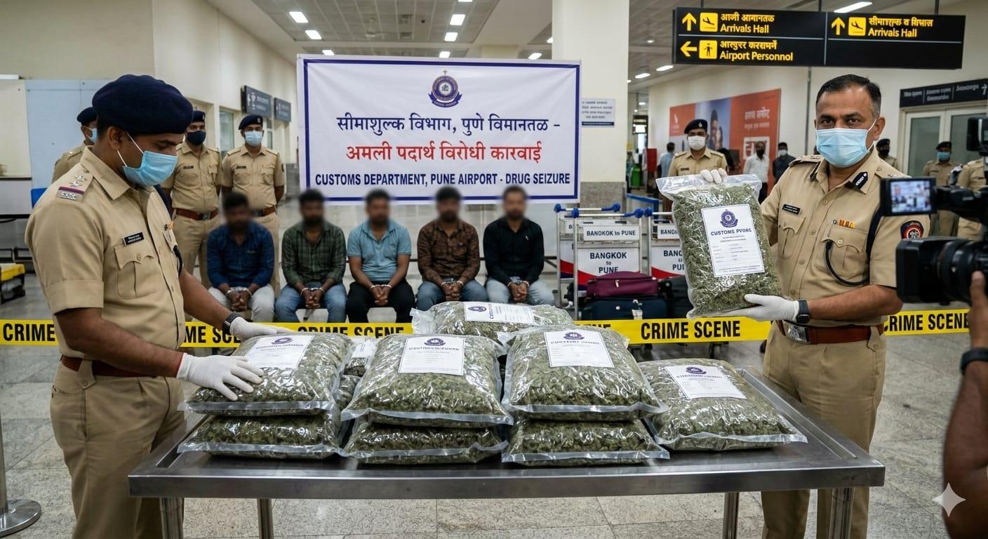 Pune ;  Major Customs operation at Pune airport; Drugs worth 8 crores seized from passengers arriving from Bangkok