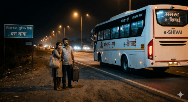 Pune News: Couple Forced Off Bus on Highway at Midnight; Arrogance of Kolhapur-Pune E-Shivai Driver Sparks Outrage
