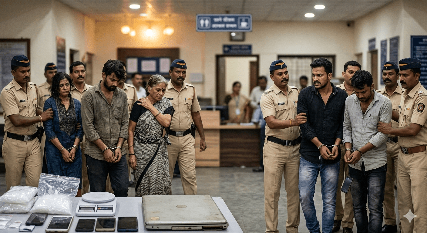 Pune Police Action: Five Arrested in Mephedrone Drug Seizure; Robbery Suspects Caught in Narhe