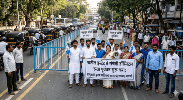 NCP Youth Congress (Sharadchandra Pawar) Demands Immediate Reopening of Patil Estate to Sancheti Hospital Road