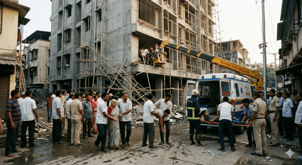 Mumbai Shocker: 9 People Fall from Under-Construction Building in Bhandup; One Critical