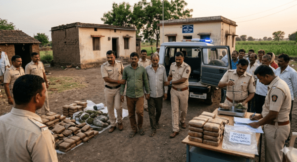 Major Drug Bust in Daund: 52 Kg Ganja Seized; Two Smugglers from Madhya Pradesh Arrested