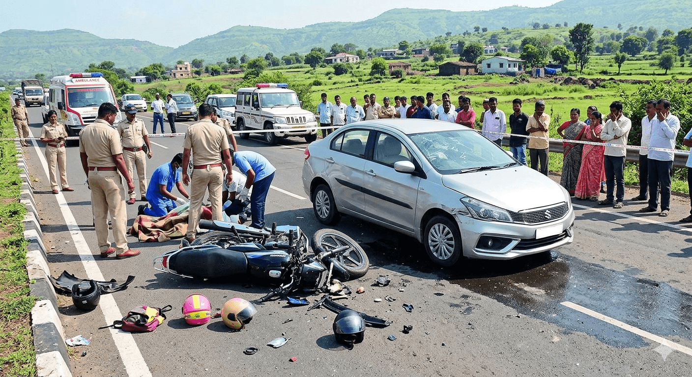 Father and Daughter Killed, Another Girl Critically Injured in Speeding Car-Bike Collision in Patan
