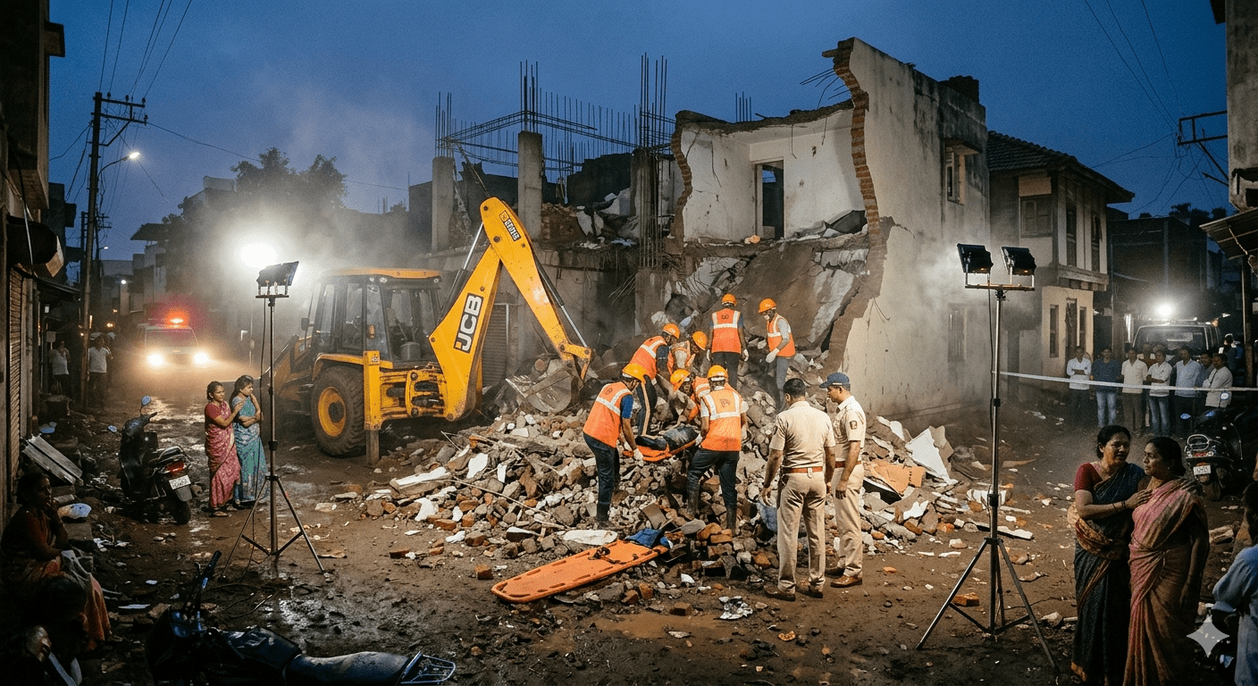 Tragedy in Kolhapur: Wall Collapse Kills Female Professor and Schoolgirl During Demolition Work