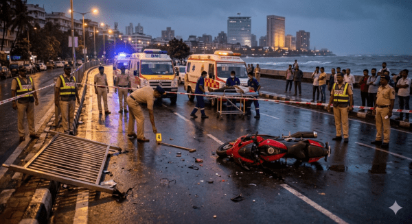 Tragic Accident at Mumbai’s Marine Drive: Speeding Bike Hits Pedestrian, 3 Dead Including Young Couple