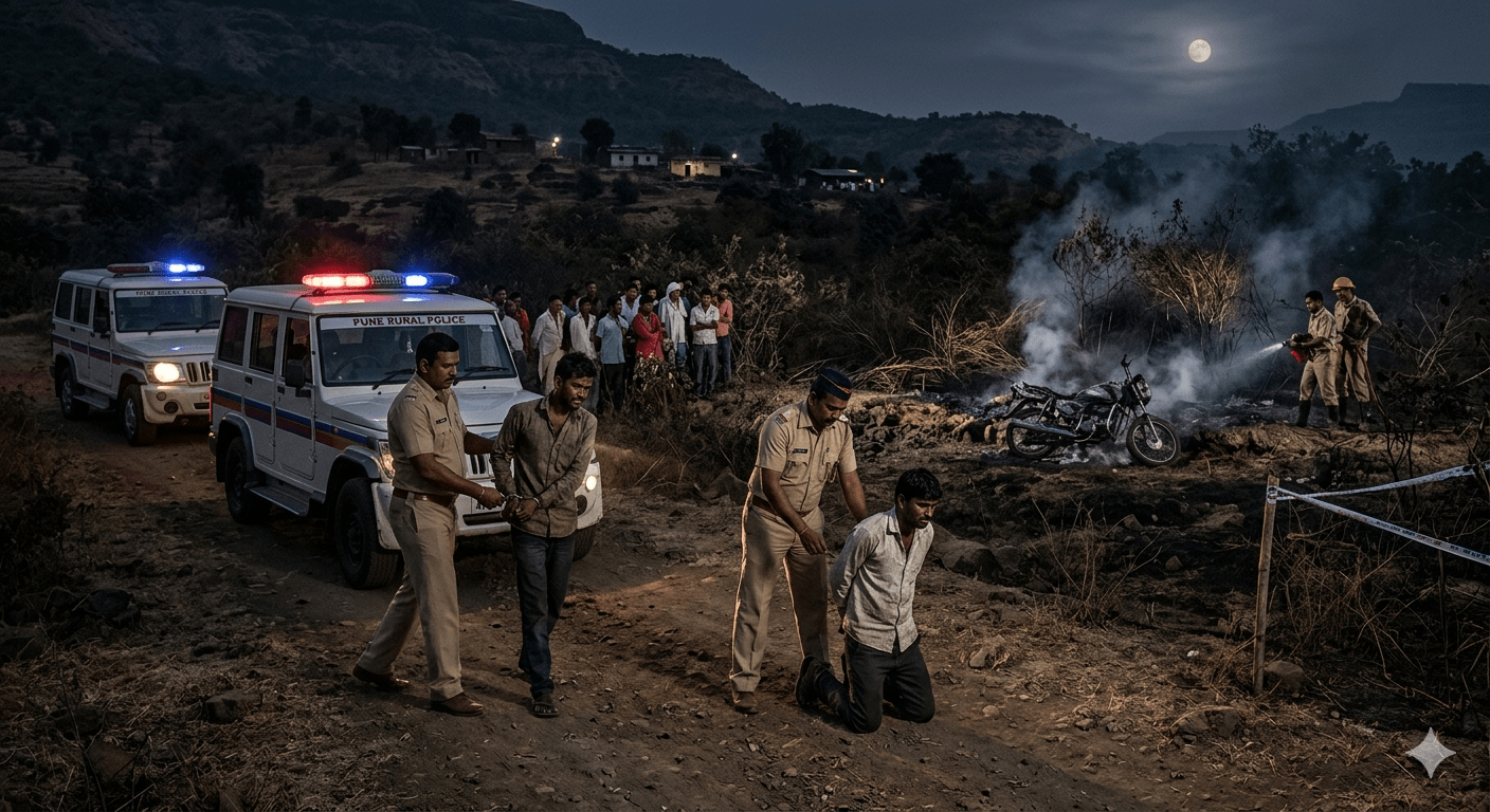 Youth Killed and Body Burnt Along With Motorcycle; Two Suspects Arrested Within Hours