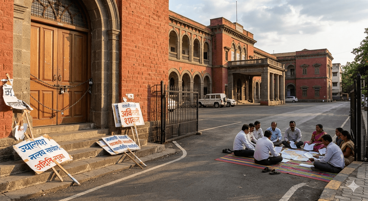 Solapur: Government Offices Deserted on Third Day of Strike; Employees Plan Strategy for Next Week