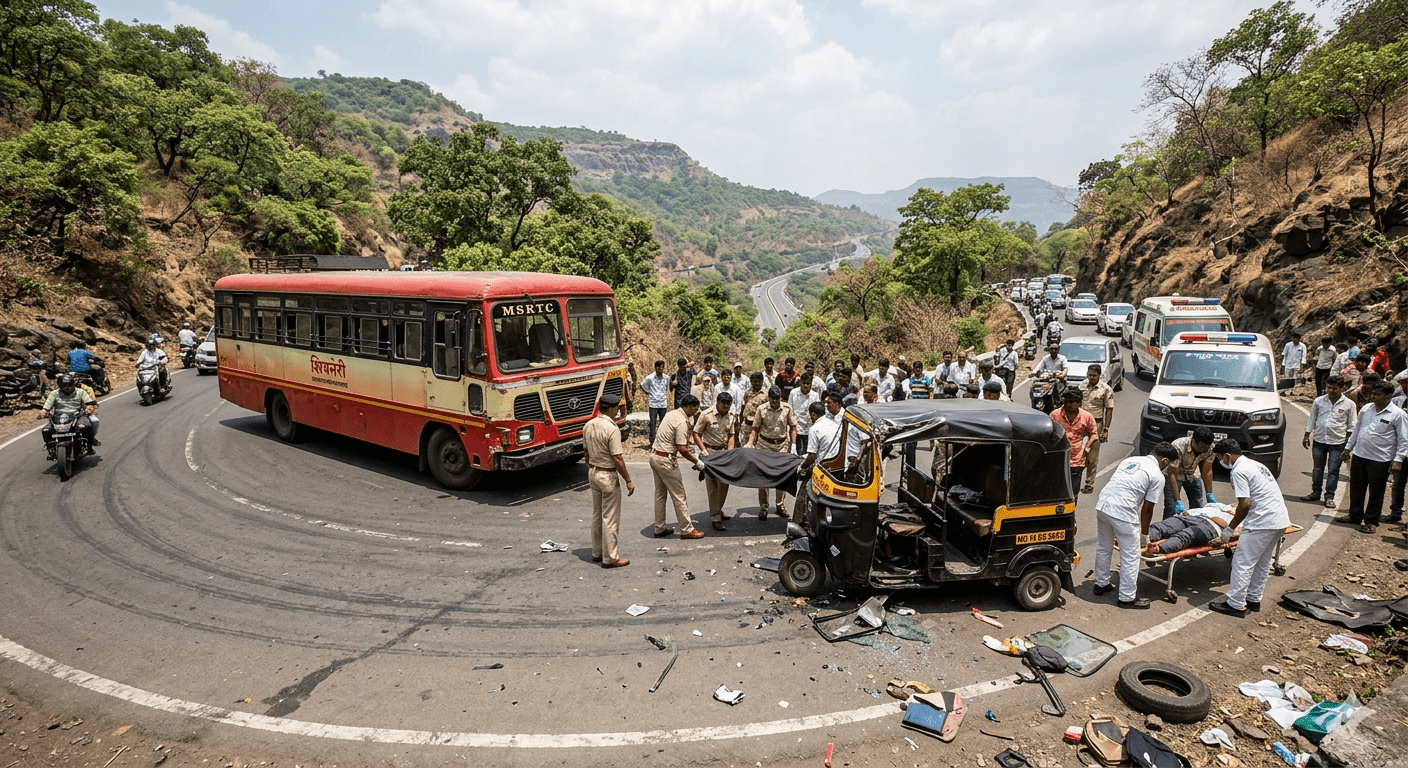 Tragic Accident in Pune’s Katraj Ghat: ST Bus Collides with Auto-Rickshaw