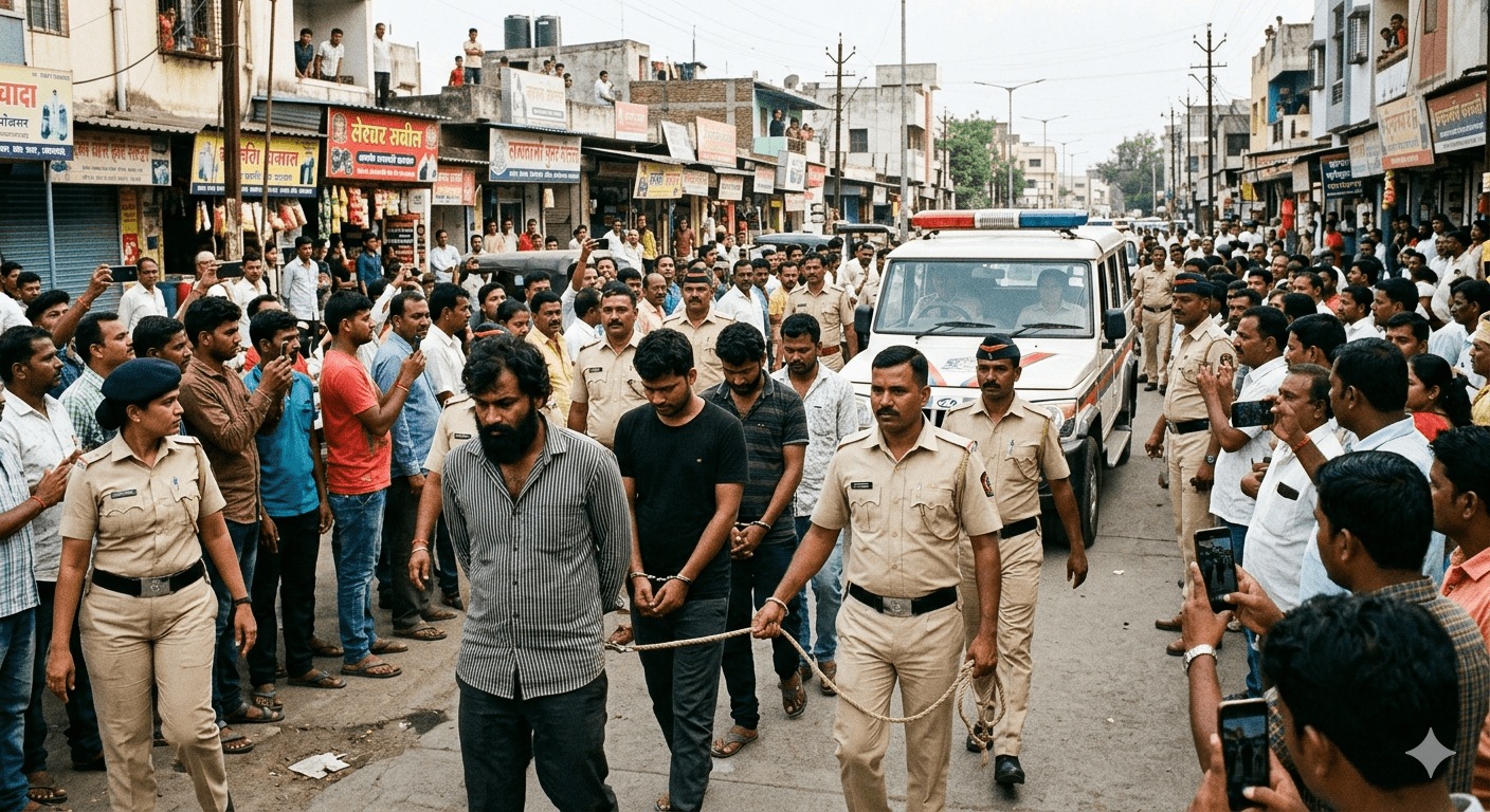 Extortionists Paraded by Pune Police in Pimpri-Chinchwad