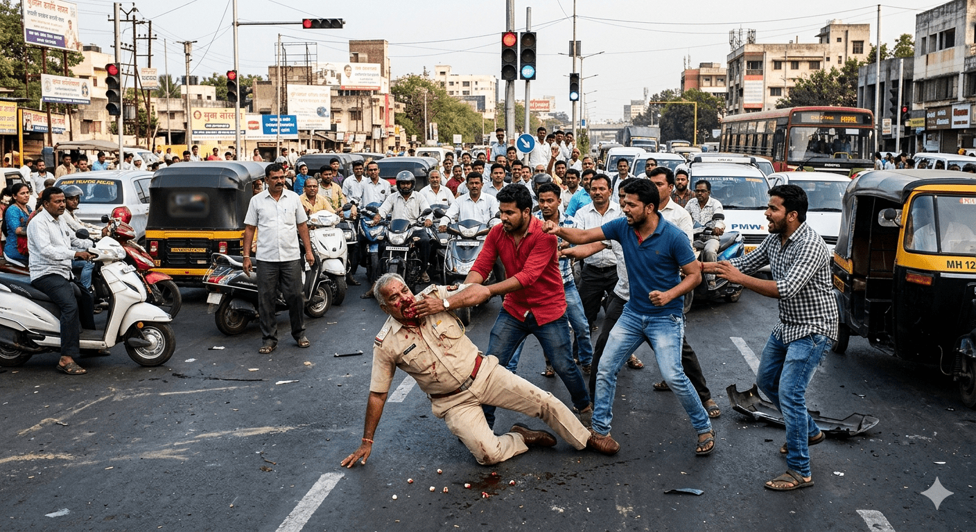 Three Men Assault and Break Police Officer's Teeth After Being Caught Jumping Traffic Signal; Case Registered