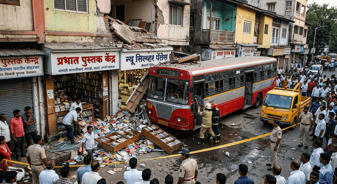 Pune PMPML Bus Crash: Speeding Bus Rams into Shops at Appa Balwant Chowk