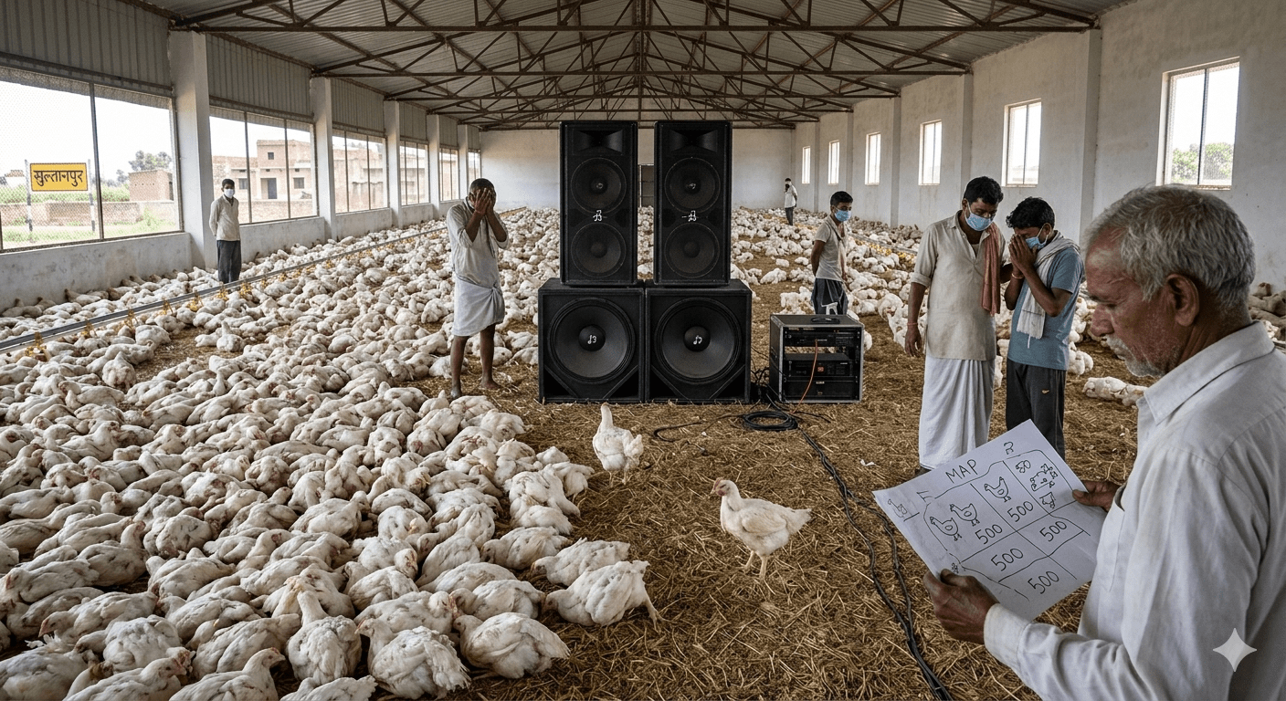 Loud DJ Music Causes Death of Hundreds of Chickens in Sultanpur; Poultry Farmer Files Complaint Against DJ Owner