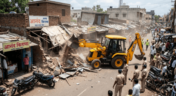 Akkalkot Municipality Launches Massive Crackdown; Bulldozers Flatten Encroachments to Clear City Roads