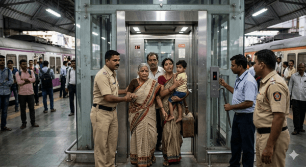 Terror at Panvel Station: Four Passengers Trapped in Elevator for 30 Minutes; Safely Rescued by GRP