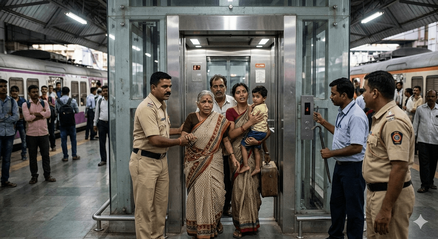Terror at Panvel Station: Four Passengers Trapped in Elevator for 30 Minutes; Safely Rescued by GRP