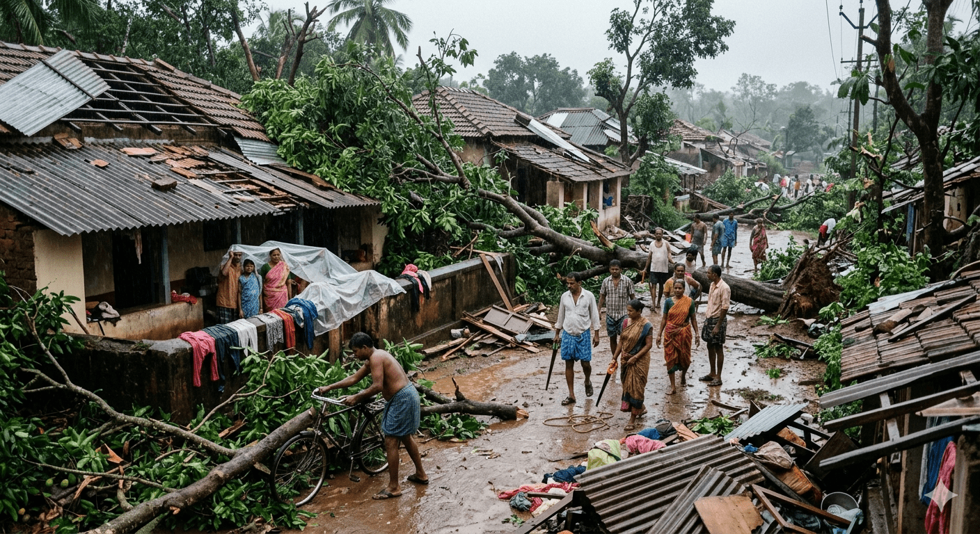 Havoc in Sawantwadi: Stormy Unseasonal Rains Blow Away Roofs and Uproot Trees