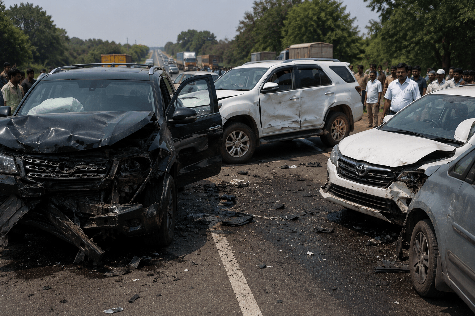 Four Vehicles in MP Shrikant Shinde’s Convoy Crash While Avoiding Bike