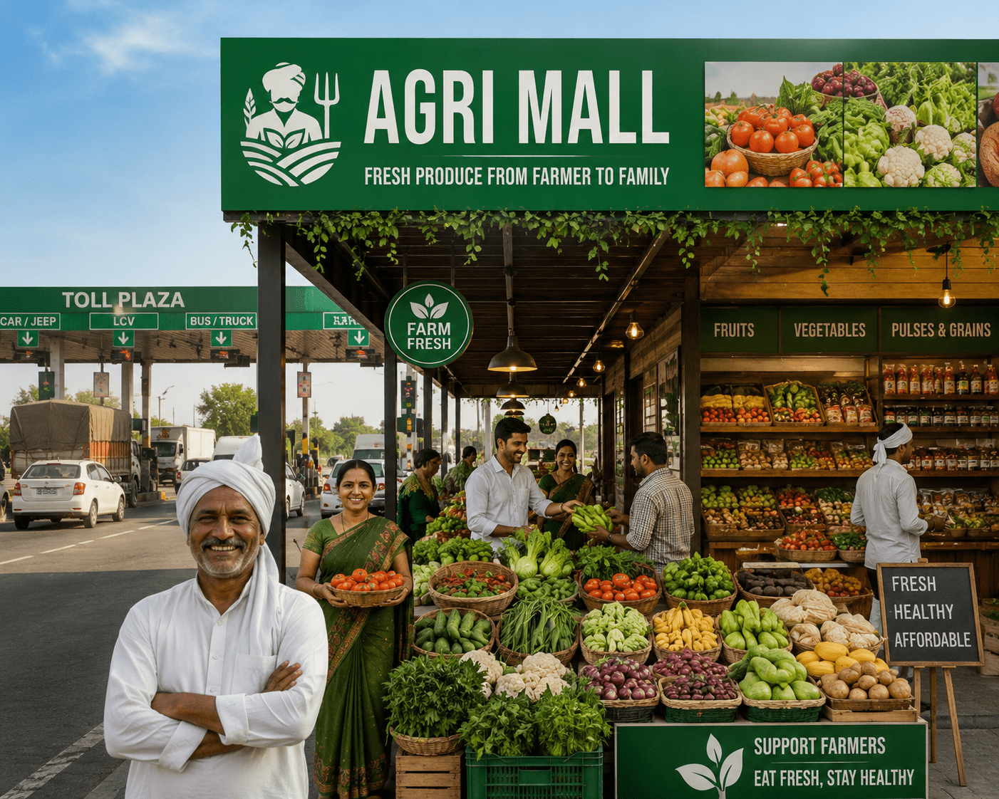 Farmers to Rule Toll Plazas! 'Krishi Malls' to Open on Highways