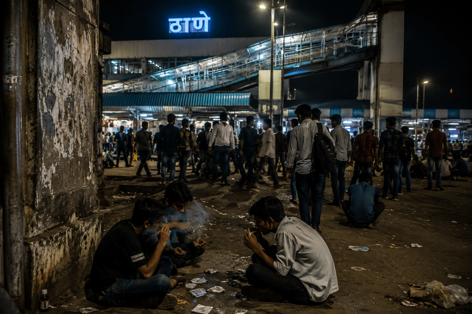 Open Drug Abuse at Station Under the Cover of Darkness!