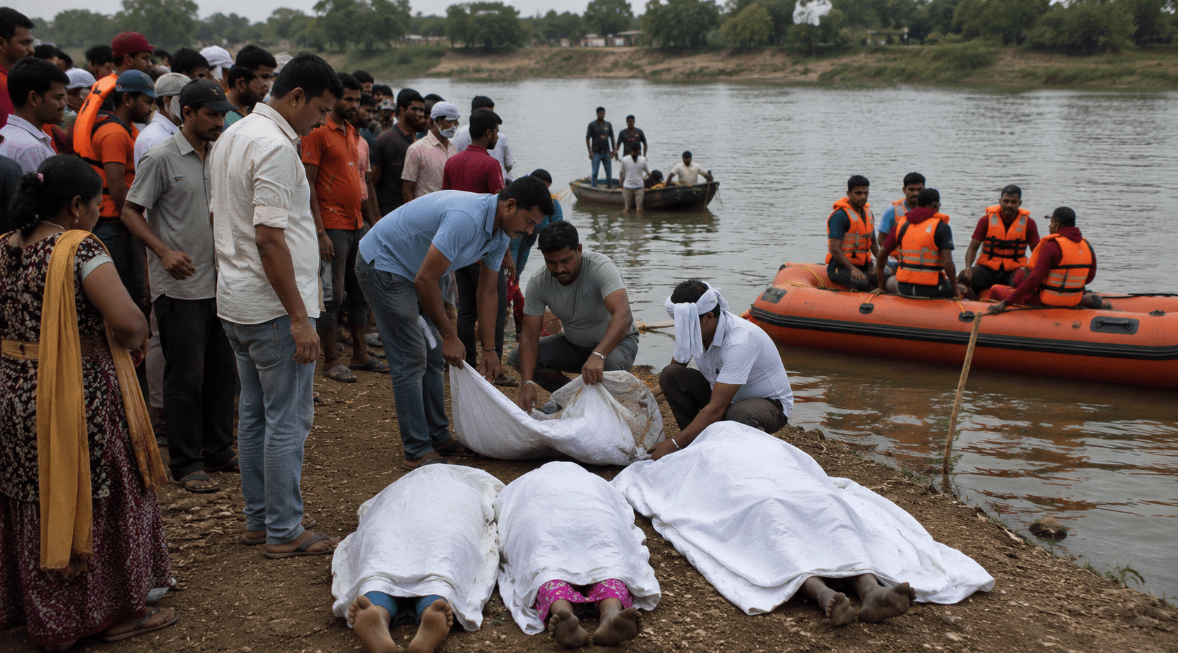 Tragedy in Wardha: Father and Two Girls Drown in Wana River During Holy Bath
