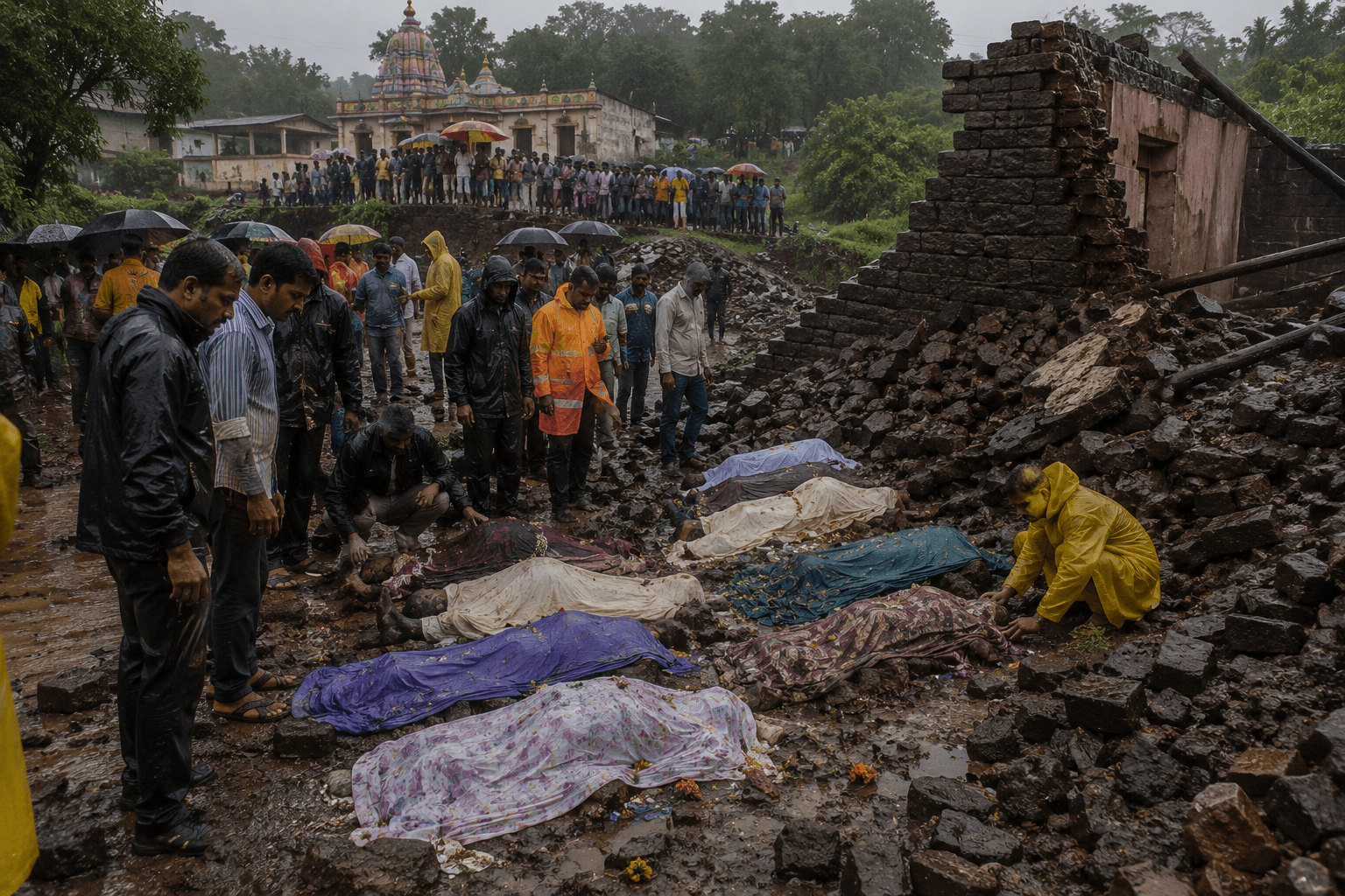 6 Devotees Dead, Several Injured as Wall Collapses Amid Heavy Rain in Jath!