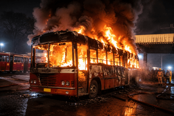 Massive Blaze Erupts at Sion's Pratiksha Nagar Depot; Vehicles Engulfed in Flames!
