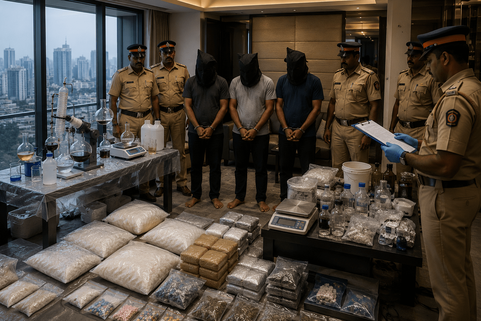 Drug Manufacturing Lab Busted in High-Profile Agripada Tower; 3 Arrested Including Bangladeshi Woman
