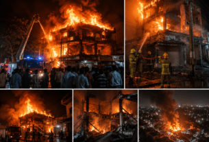 Inferno in Kota! Massive Fire Rages Through Timber Market; 3-Story Building Engulfed.