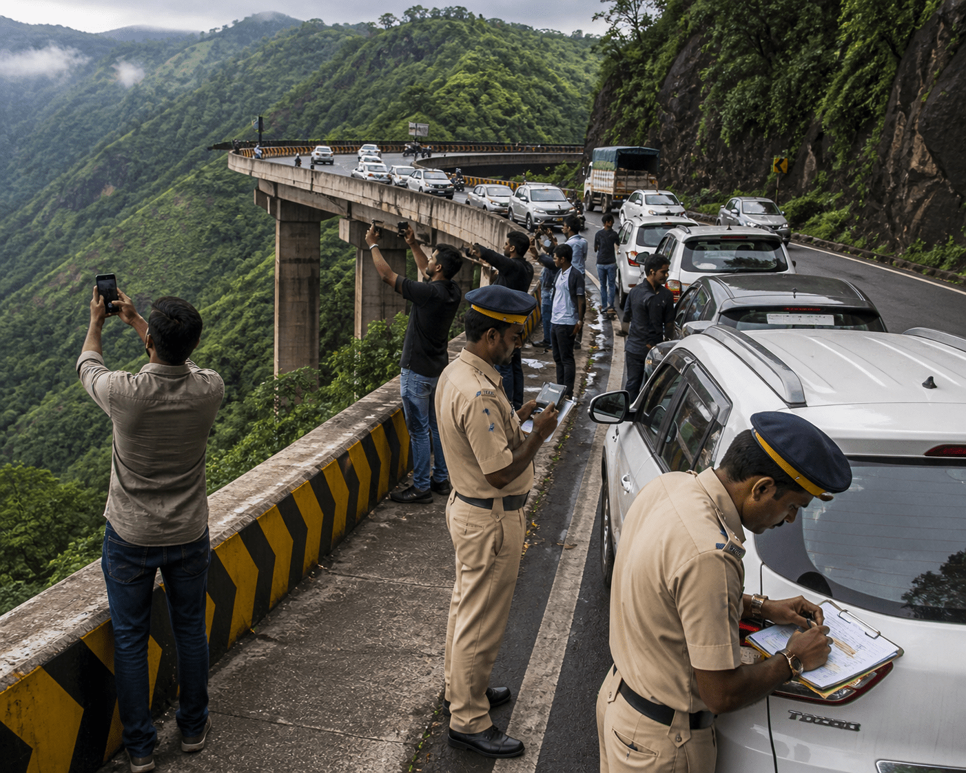 Traffic Police Crack Down on Commuters Stopping for Photos at Mumbai-Pune Expressway 'Missing Link'