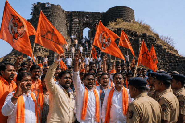 Tension at Kalyan’s Durgadi Fort: BJP and Shiv Sena Protest Against Eid Prayers; High Security Deployed.
