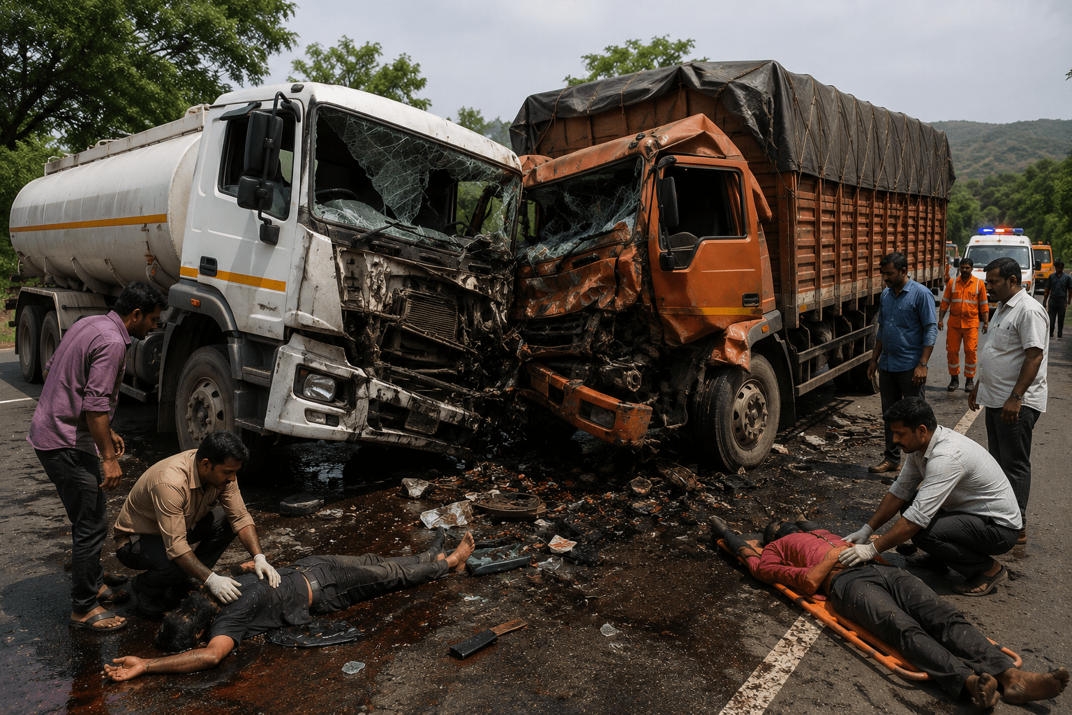 Four Critically Injured in Brutal Tanker-Truck Head-On Collision Near Manmad!