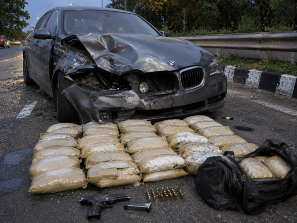 70kg Opium Worth Rs.70 Lakh & Pistol Seized from Crashed SUV on Palm Beach Road! 