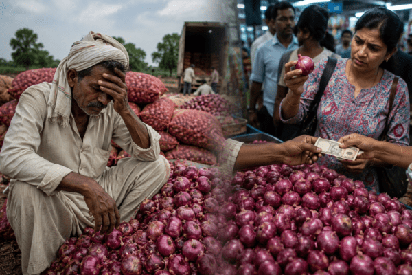 Onion Crisis! Farmers Get Only 50 Paise While Consumers Pay Rs.25; Production Costs Not Recovered
