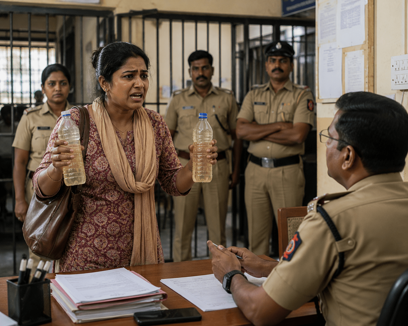 Desperate Woman Reaches Police Station with Petrol Bottles