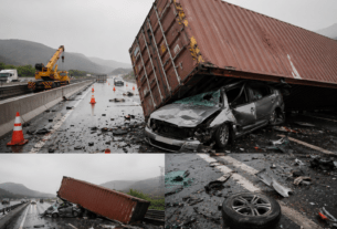 Out-of-Control Container Crushes Car on Pune-Mumbai Expressway; Two Dead on the Spot!