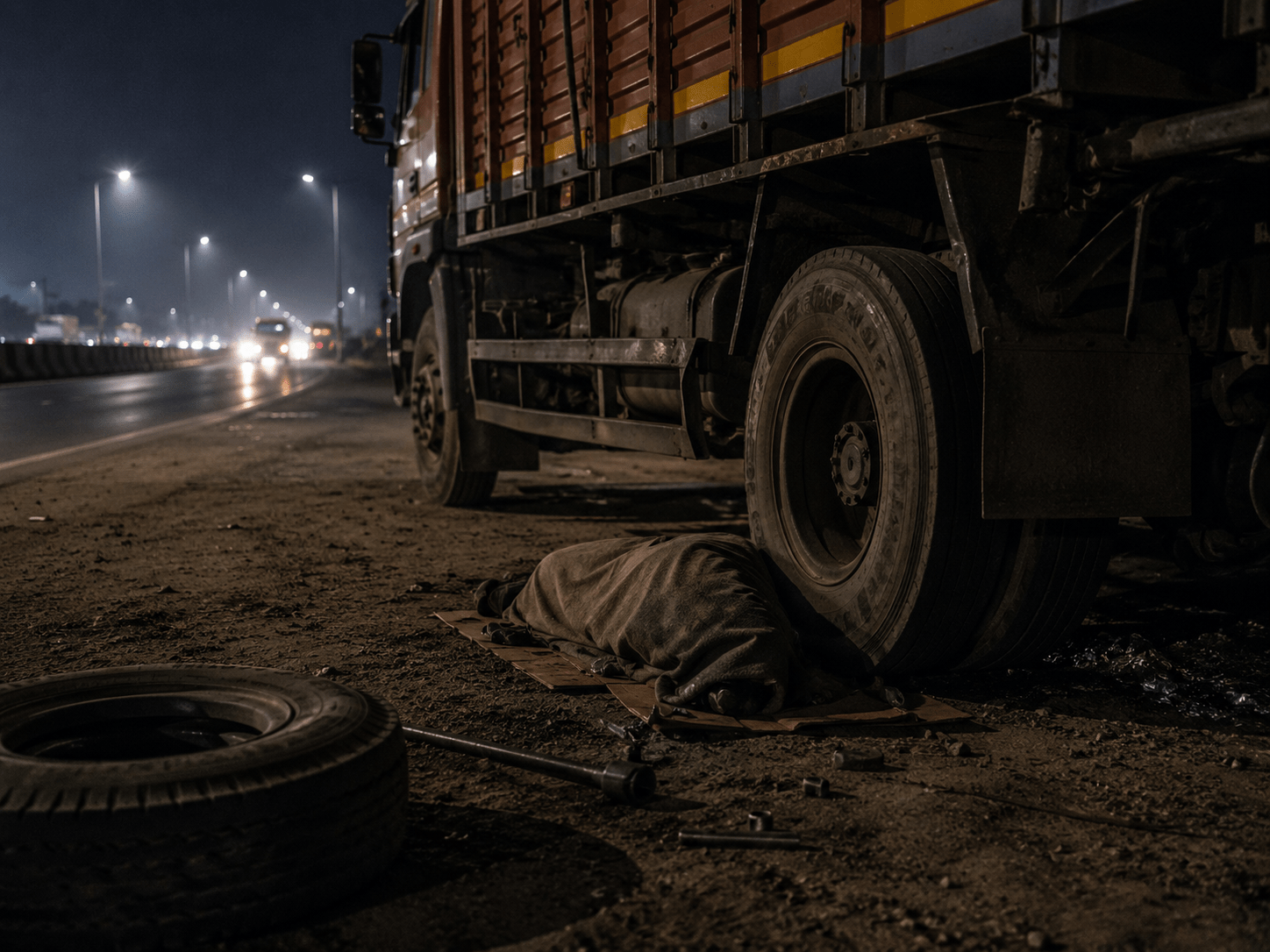 Truck Driver Sleeping Under Vehicle Crushed to Death in Dark as Co-Driver Moves Truck! 2. Fatal Oversight: Sleeping Under the Wheels Costs a Truck Driver His Life in Shocking Incident.  Marathi (मराठी):  भयंकर अपघात! अंधारात ट्रकखाली झोपलेला ड्रायव्हर क्लिनरच्या लक्षात आला नाही; चाकाखाली चिरडून जागीच मृत्यू!  एक चूक अन् जीव गेला! ट्रकमध्ये झोपण्याऐवजी खाली झोपणे पडले महागात; पुण्यात ड्रायव्हरचा दुर्दैवी अंत.  मराठीत संपूर्ण बातमी (Full News in Marathi): पुणे: रात्रीच्या अंधारात ट्रकखाली झोपणे एका चालकाच्या (Truck Driver) जीवावर बेतल्याची एक अत्यंत धक्कादायक आणि हृदयद्रावक घटना समोर आली आहे. ट्रक खाली झोपलेला ड्रायव्हर न दिसल्यामुळे क्लिनर किंवा दुसऱ्या चालकाने गाडी पुढे काढली आणि चाकाखाली चिरडून या मुख्य चालकाचा जागीच दुर्दैवी मृत्यू झाला. ही भीषण घटना पुणे परिसरातील एका हायवे लगतच्या ढाब्यापाशी किंवा पार्किंगच्या ठिकाणी घडली आहे.  नेमके काय घडले? मिळालेल्या प्राथमिक माहितीनुसार, लांबच्या प्रवासावरून आल्यानंतर थकल्यामुळे चालकाने आपला ट्रक एका बाजूला पार्क केला होता. उकाडा किंवा ट्रकमध्ये पुरेशी जागा नसल्यामुळे हा चालक गारवा मिळावा म्हणून थेट स्वतःच्याच उभ्या असलेल्या ट्रकच्या चाकाजवळ, खाली जमिनीवर झोपला. रात्रीची वेळ असल्याने तिथे पूर्णपणे अंधार होता.  काही तासांनंतर, दुसऱ्या चालकाला किंवा क्लिनरला माल घेऊन पुढे निघायचे होते. मात्र, मुख्य चालक गाडीच्या खाली झोपलेला आहे याची पुसटशीही कल्पना त्याला नव्हती. अंधार असल्यामुळे खाली झोपलेली व्यक्ती बाजूने किंवा केबिनमधून अजिबात दिसत नव्हती.  चाकाखाली चिरडला गेला दुसऱ्या चालकाने ट्रक सुरू केला आणि तो पुढे नेण्यासाठी क्युललेटर दाबला. ट्रकचे अवजड चाक थेट खाली झोपलेल्या चालकाच्या अंगावरून गेले. या भीषण अपघातात गंभीर दुखापत झाल्यामुळे आणि अतिरक्तस्रावामुळे चालकाचा जागीच मृत्यू झाला. गाडी हलवल्यानंतर काहीतरी चिरडल्याचा भास झाल्याने चालकाने खाली उतरून पाहिले असता, त्याचाच जोडीदार रक्ताच्या थारोळ्यात पडलेला दिसला.  या घटनेची माहिती मिळताच पोलिसांनी तातडीने घटनास्थळी धाव घेतली आणि मृतदेह ताब्यात घेऊन शवविच्छेदनासाठी पाठवला. पोलिसांनी या प्रकरणी निष्काळजीपणामुळे झालेल्या मृत्यूची नोंद केली असून पुढील तपास सुरू केला आहे. या दुर्दैवी घटनेमुळे वाहन चालकांमध्ये मोठी हळहळ व्यक्त होत असून, रात्रीच्या वेळी वाहनांच्या खाली किंवा असुरक्षित ठिकाणी न झोपण्याचे आवाहन पोलिसांनी केले आहे.  15 #Tags (One-Line Space Separated): #PuneAccident #TruckDriverTragedy #RoadSafetyIndia #TragicDeath #PuneNews #HighwayAccident #AccidentUpdate #BreakingNewsMarathi #FatalAccident #PunePolice #TruckDriverLife #SafetyFirst #CrimeUpdatePune #NightAccident #MaharashtraNews  Comma Separated Tags (Without #): PuneAccident, TruckDriverTragedy, RoadSafetyIndia, TragicDeath, PuneNews, HighwayAccident, AccidentUpdate, BreakingNewsMarathi, FatalAccident, PunePolice, TruckDriverLife, SafetyFirst, CrimeUpdatePune, NightAccident, MaharashtraNews