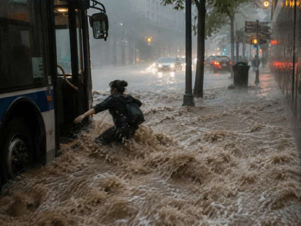 Heart-Stopping Video Captures Woman Being Swept Away by Raging Flash Floods After Stepping Off Bus
