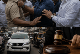 Congress City President's Son Grabs Cop's Collar, Father Blocks Police Vehicle to Avoid Arrest!