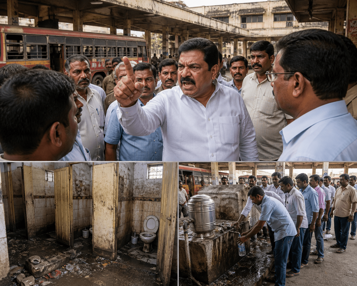 Indapur ST Depot Mess: Minister Fumes Over Lack of Toilets and Drinking Water; Strict Orders Issued!