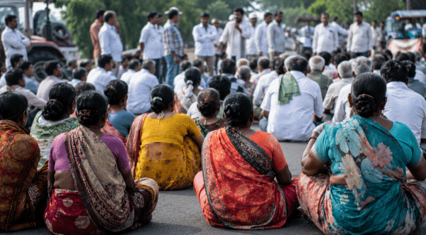 Crisis at Gokul Sugar: Farmers and Women Stage Overnight Protest on Streets Over Rs130 Crore Unpaid Cane Bills