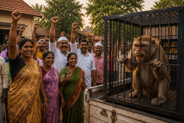 Terror in Solankur Ends: Rogue Monkey Captured After Injuring Over 70 Residents in Kolhapur!
