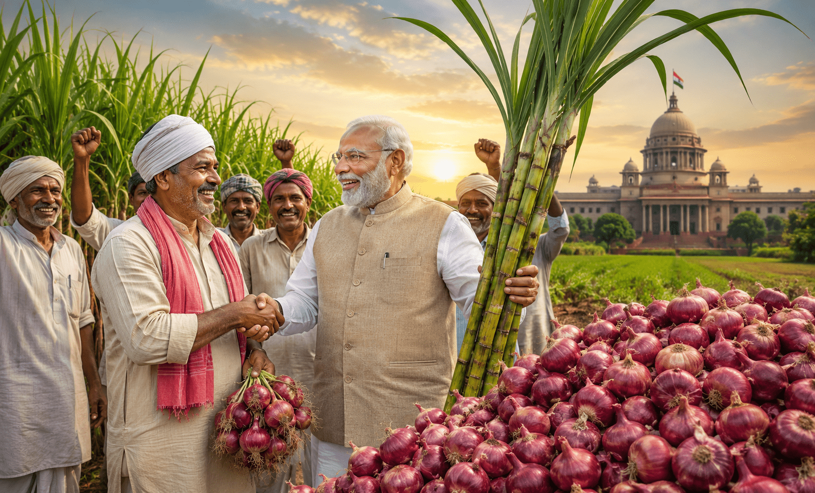 Big Relief for Maharashtra Farmers! Central Government Agrees to Major Demands of Sugarcane and Onion Producers.