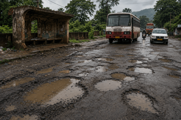 Potholes and Neglect: Commuters and Devotees Struggle on the Damaged Ashtavinayak Highway!
