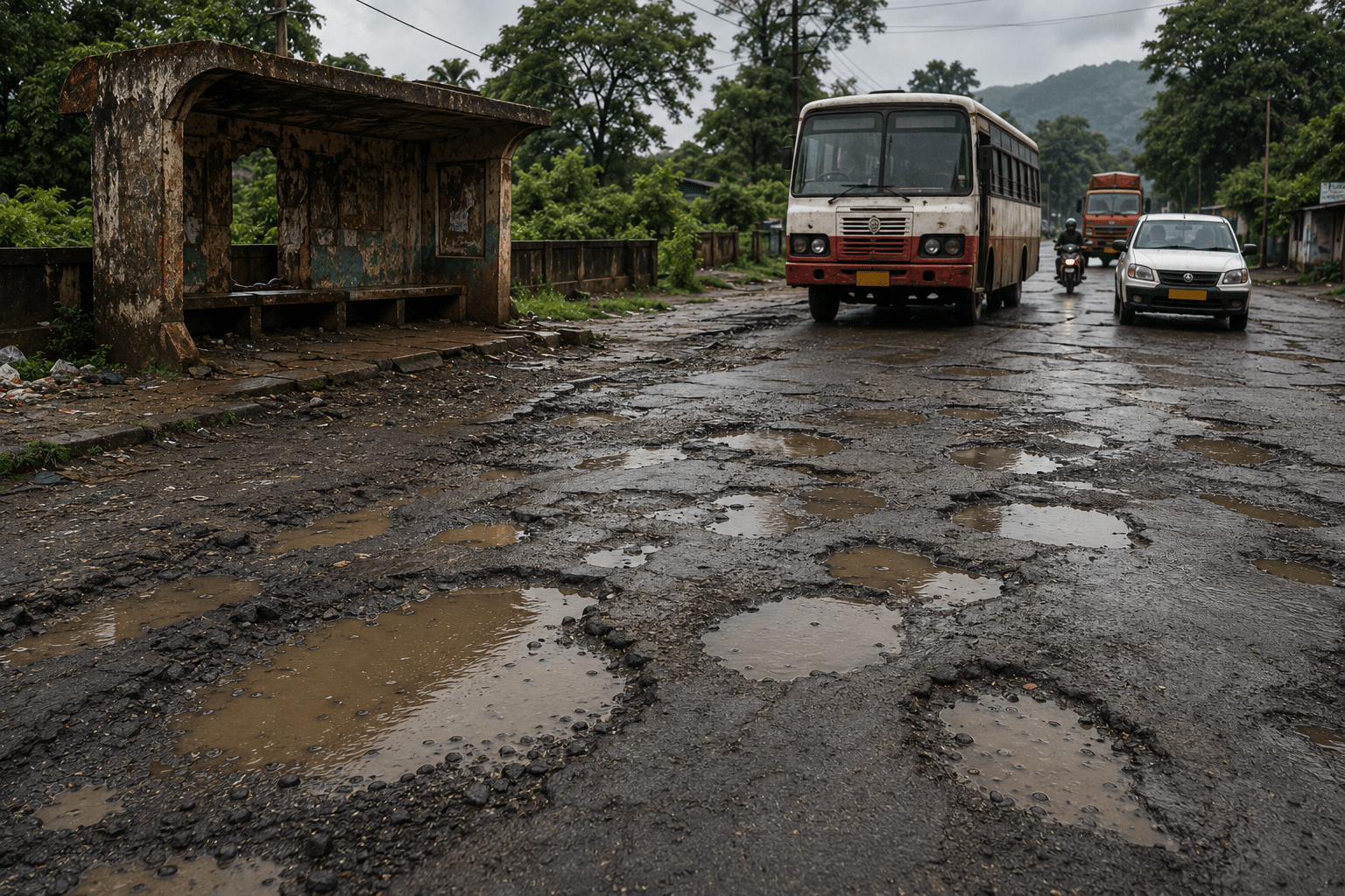 Potholes and Neglect: Commuters and Devotees Struggle on the Damaged Ashtavinayak Highway!