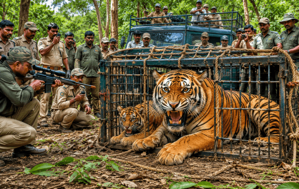 Major Success in Chandrapur: Man-Eating Tigress and Cub Captured After Fatal Attacks in Sindewahi.