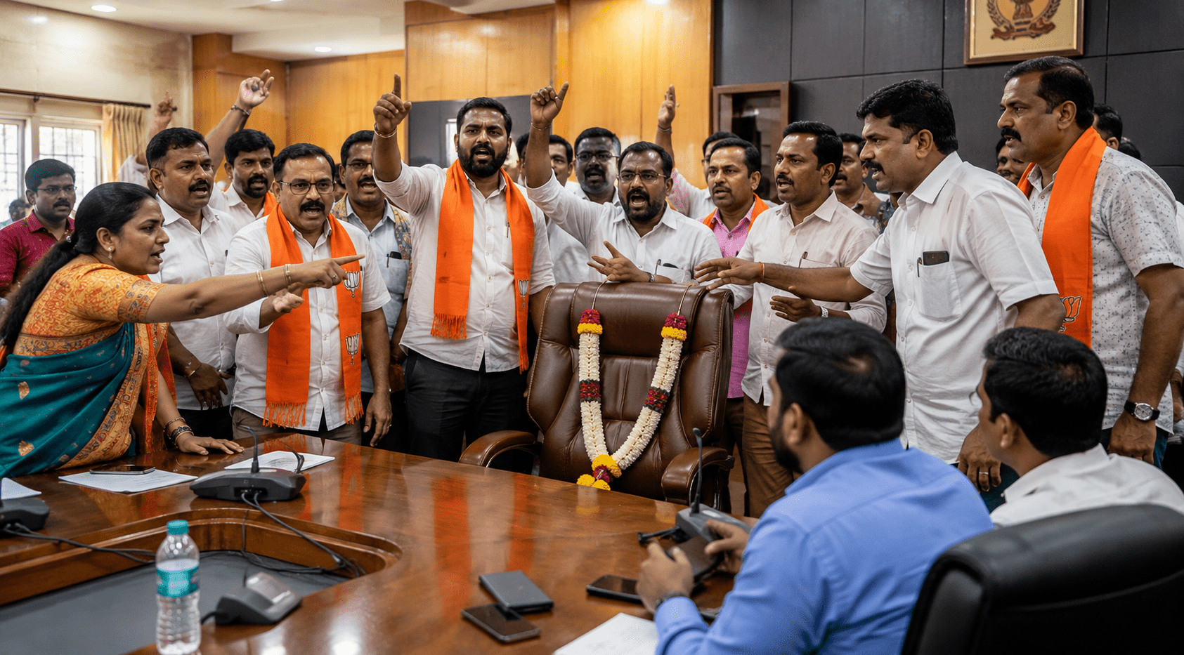 olitical Drama in Ambernath: BJP Protests Against Municipal Chief Officer's Absence by Garlanding an Empty Chair!