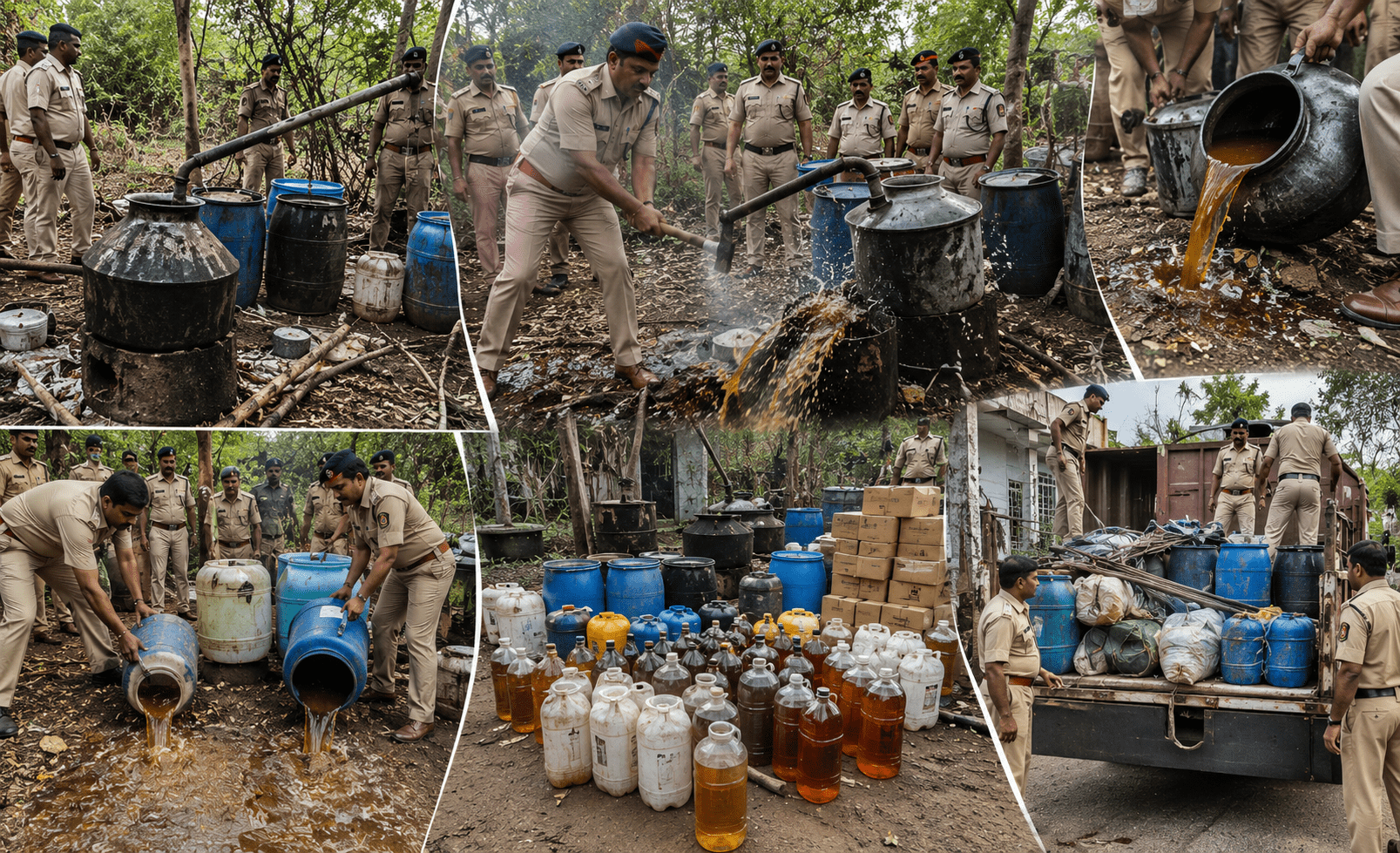 Police Finally Wake Up: Illegal Liquor Dens Demolished in Uruli Kanchan After Recent Poisonous Hooch Tragedy.
