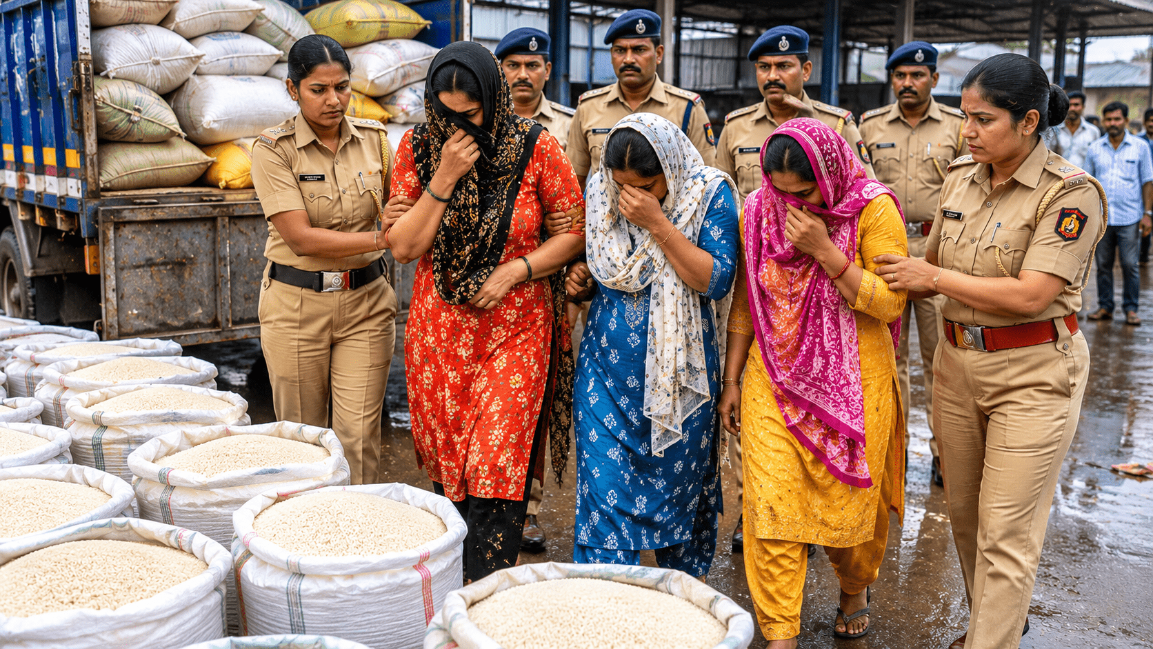 Three Women Arrested for Stealing 72 Sacks of Rice Worth Rs 1.16 Lakh.