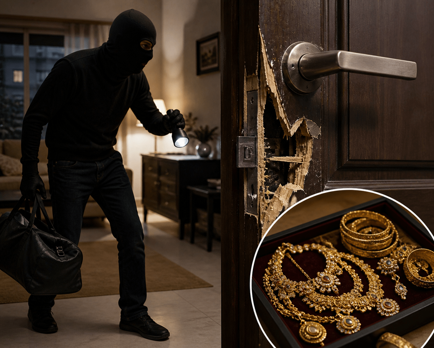Locked Flat Broken Into; Gold Jewelry Worth Rs. 4.25 Lakh Stolen