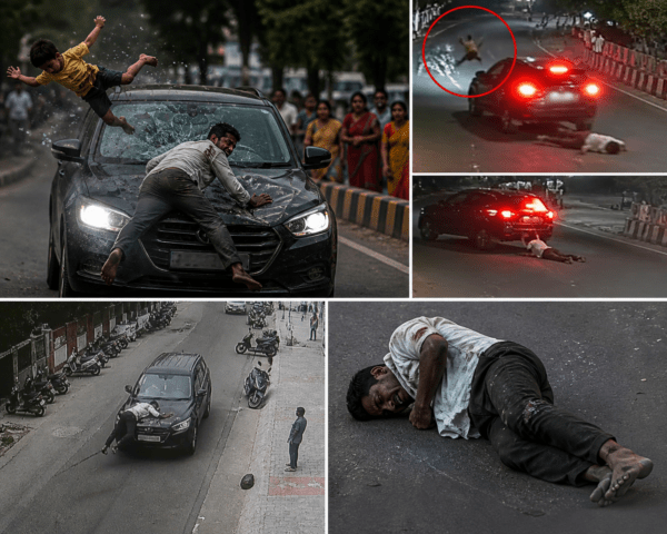 Hyderabad Horror: Child Thrown Off, Father Dragged for 2 KM on Car Bonnet in Brutal Hit-and-Run Case